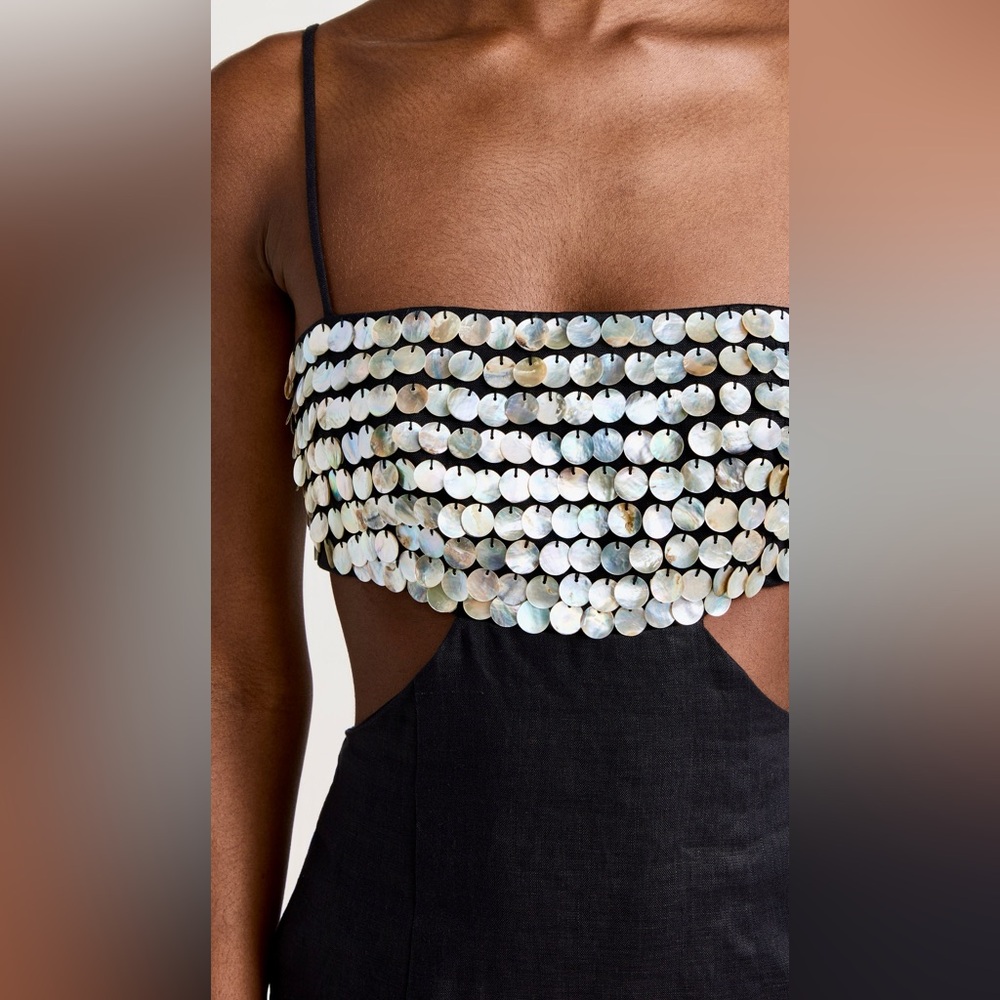 🌺🎉HP🎉🌺 NWT Staud Jada Mother-of-Pearl Embellished Maxi Dress - Picture 5 of 16